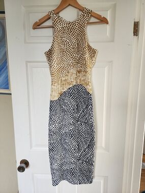 H&M Gold and Black Patterned Racerback Midi Dress